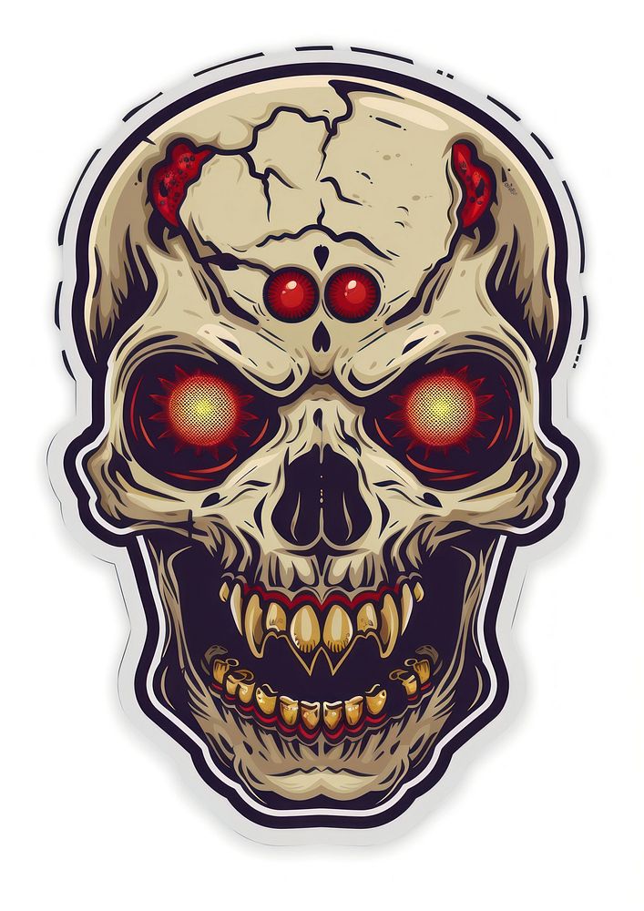 Future sticker skull representation creativity cartoon.