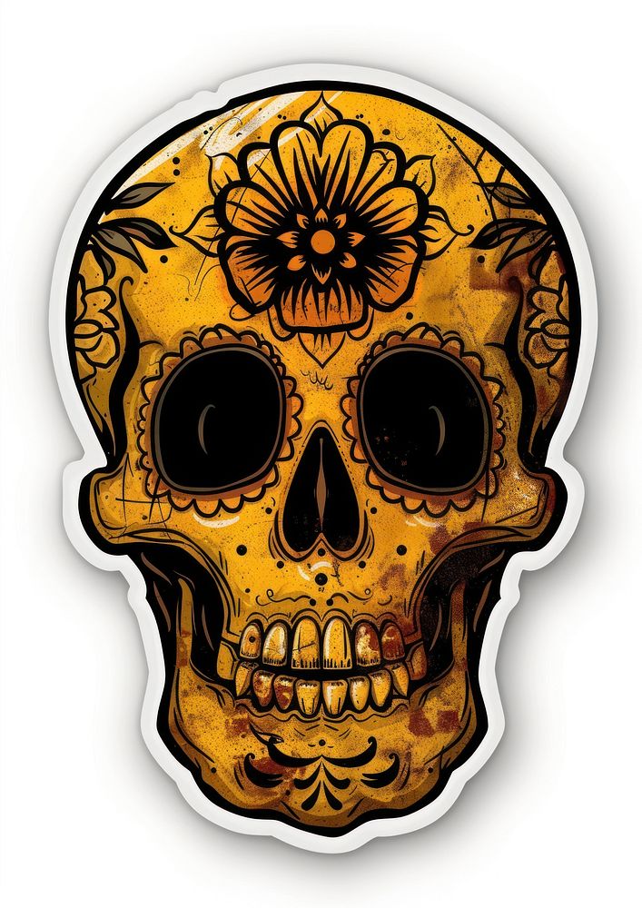 Future sticker skull creativity cartoon yellow.