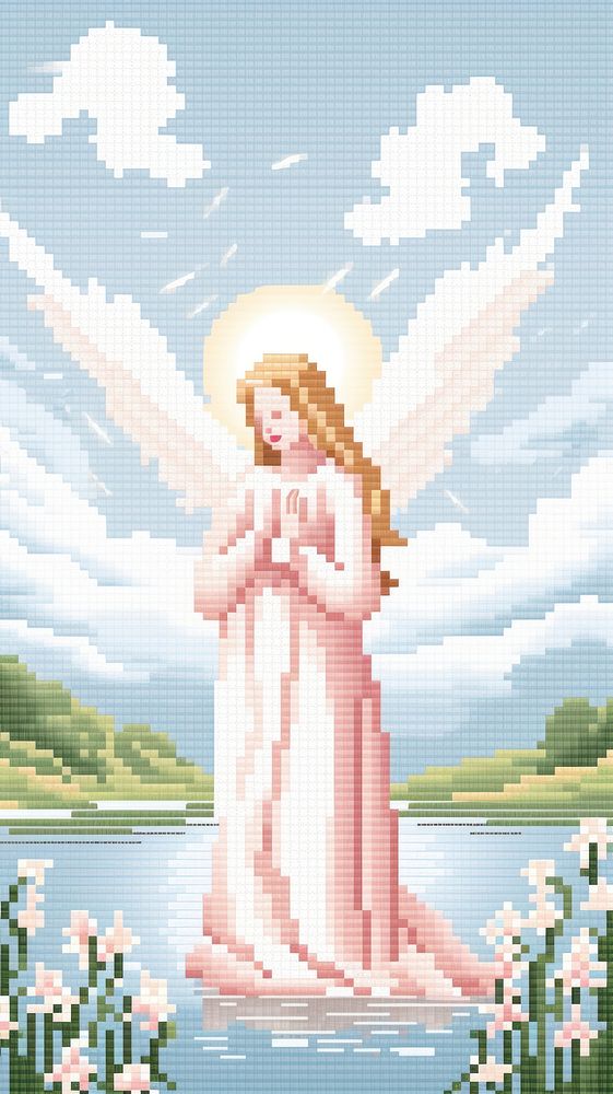 Cross stitch Angel angel art representation.