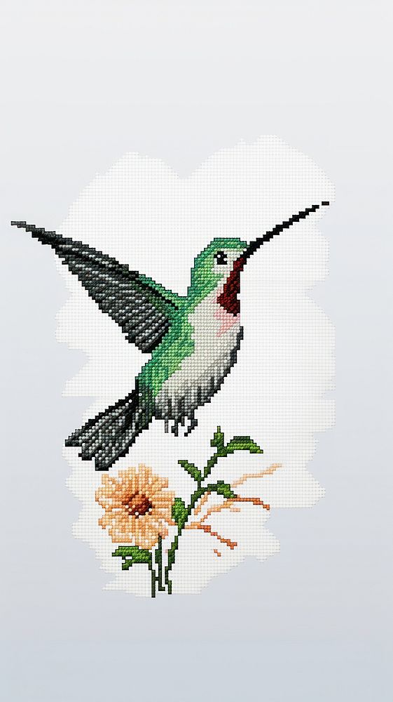 Cross stitch hummingbird embroidery animal nature.