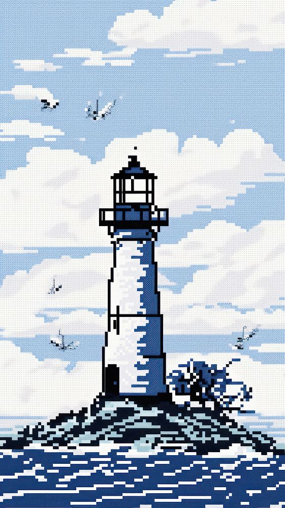Cross stitch Lighthouse lighthouse architecture tower.
