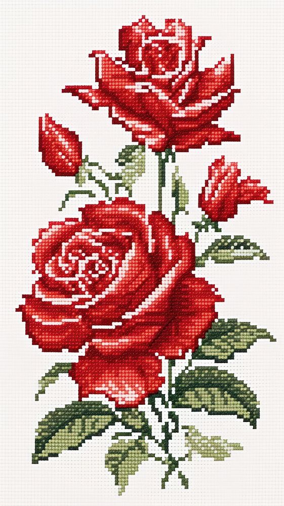 Cross stitch rose garden embroidery graphics pattern.