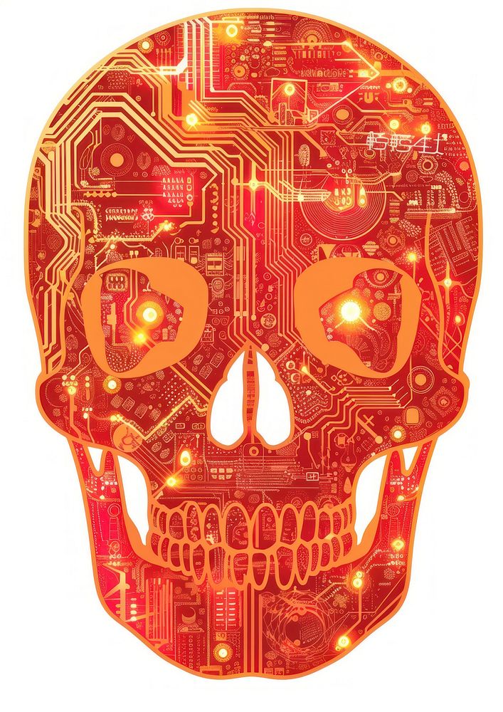 Technology sticker skull cyberspace complexity computer.