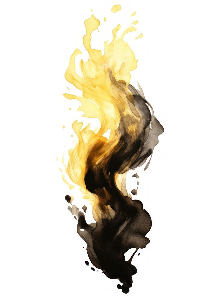 Black color fire ink white background creativity.