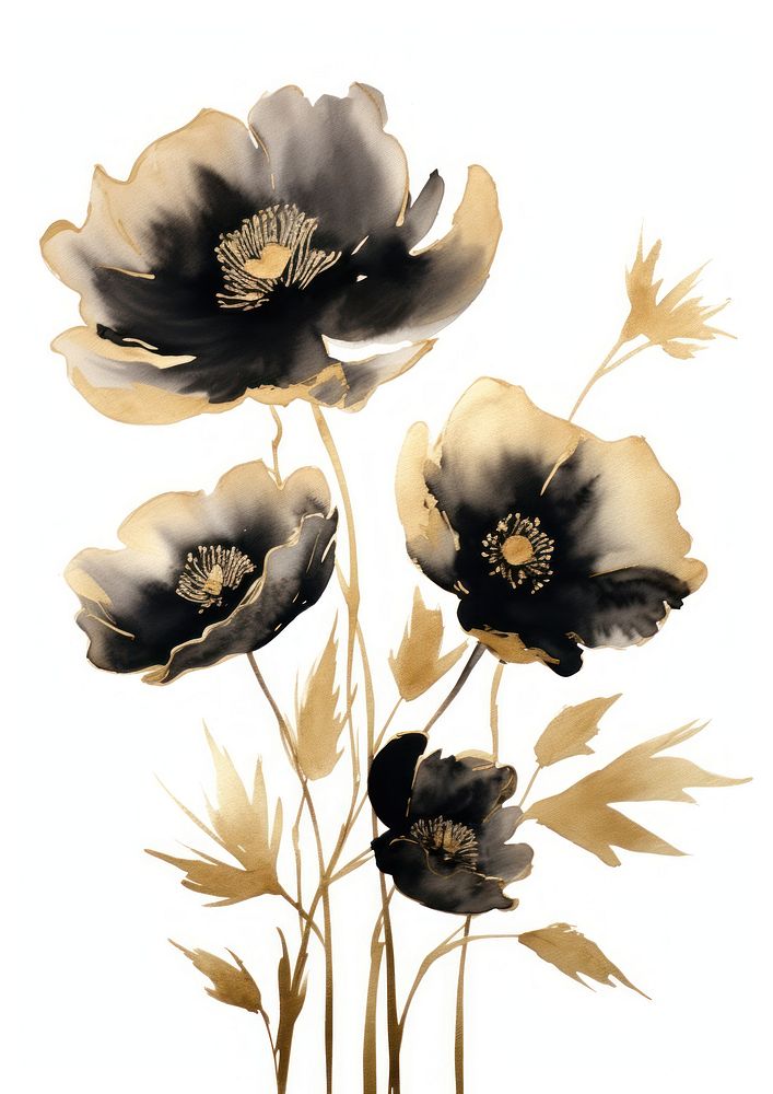 Black color flowers painting plant inflorescence.