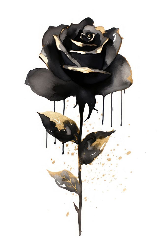 Black color rose painting flower plant.