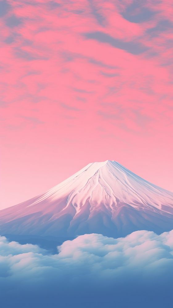 Fuji mountain with Risograph landscape outdoors nature.