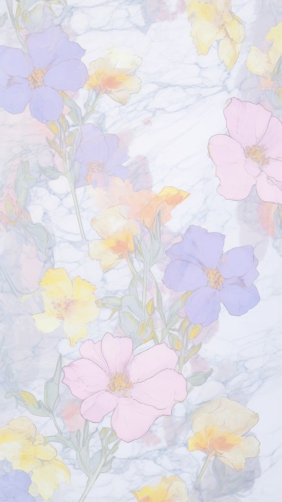Flowers pattern marble wallpaper backgrounds abstract petal.