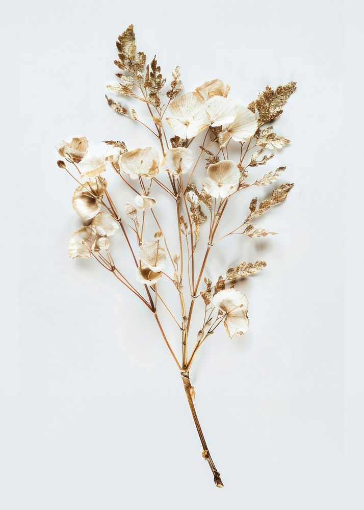 White dried flower plant white background chandelier.
