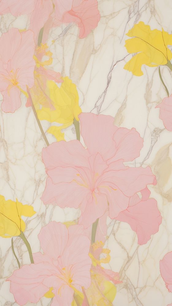 Flower pattern marble wallpaper backgrounds abstract yellow.