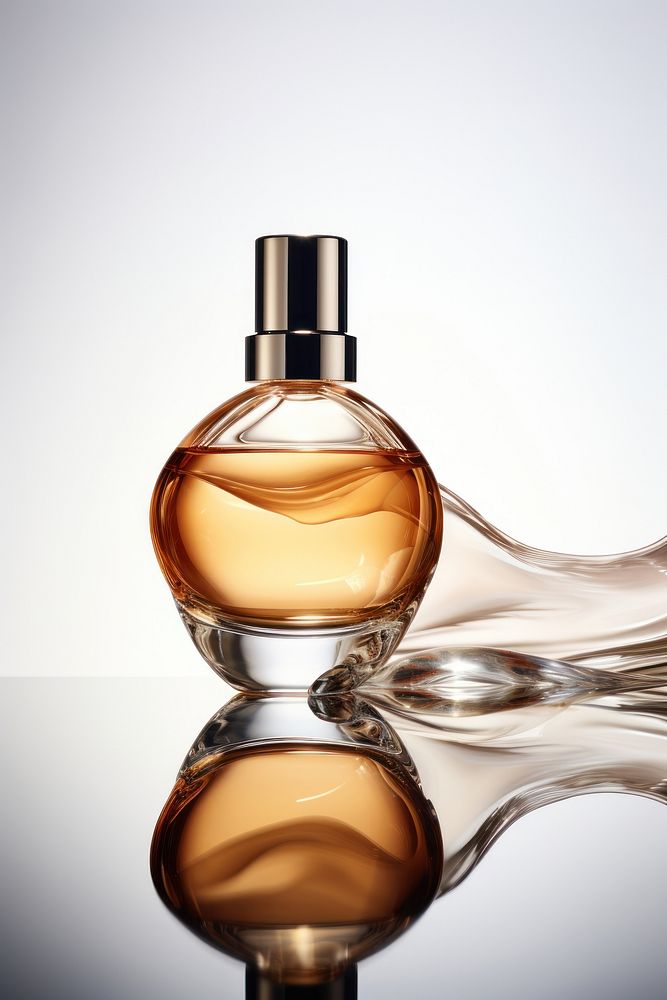 Bottle of perfume cosmetics refreshment reflection.
