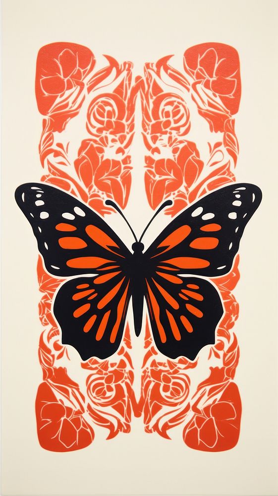 Butterfly with rose pattern graphics animal insect.