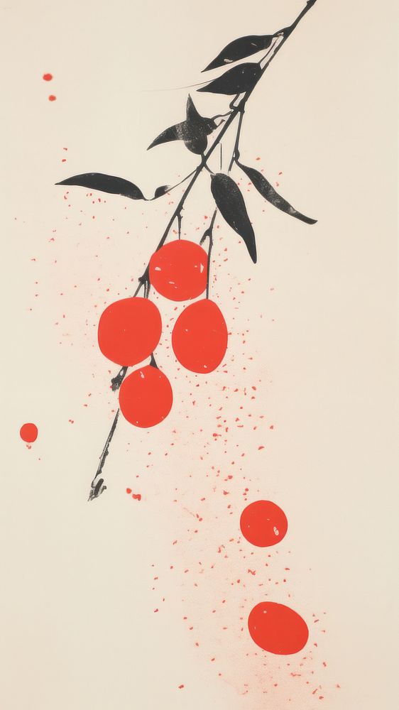 Goji berry cherry plant art.