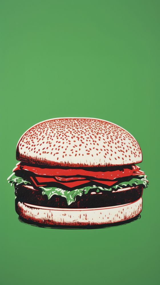 Hamburger green food red.