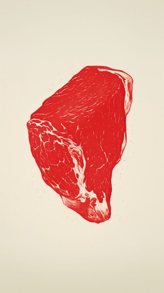 Steak meat red drawing.