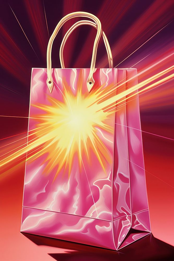 Grocery shopping bag handbag illuminated consumerism.