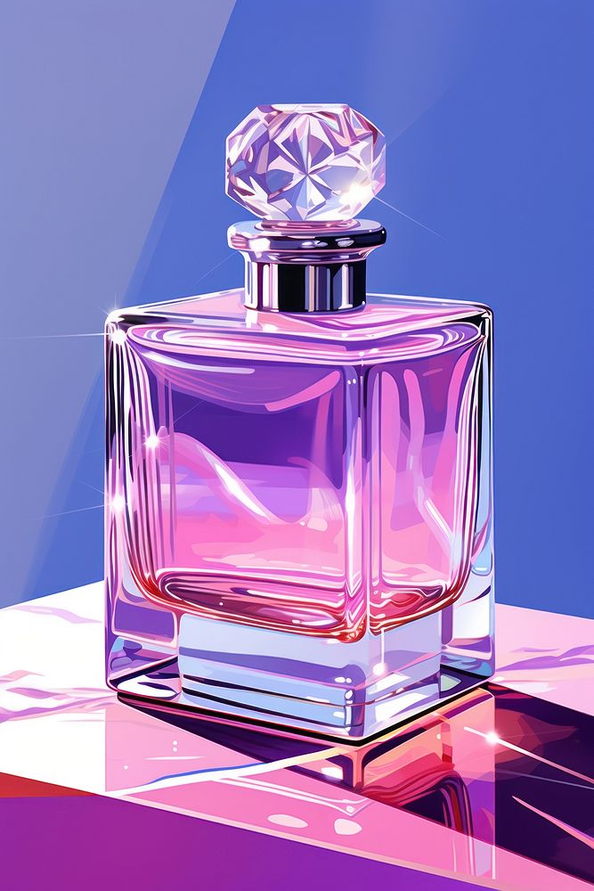 Perfume bottle with lavender container cosmetics magenta.