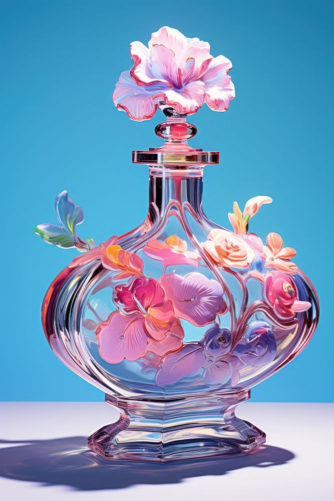 Perfume bottle with flowers art creativity fragility.