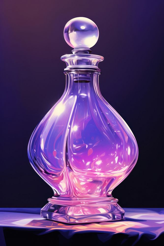 Perfume bottle with lavender purple light transparent.
