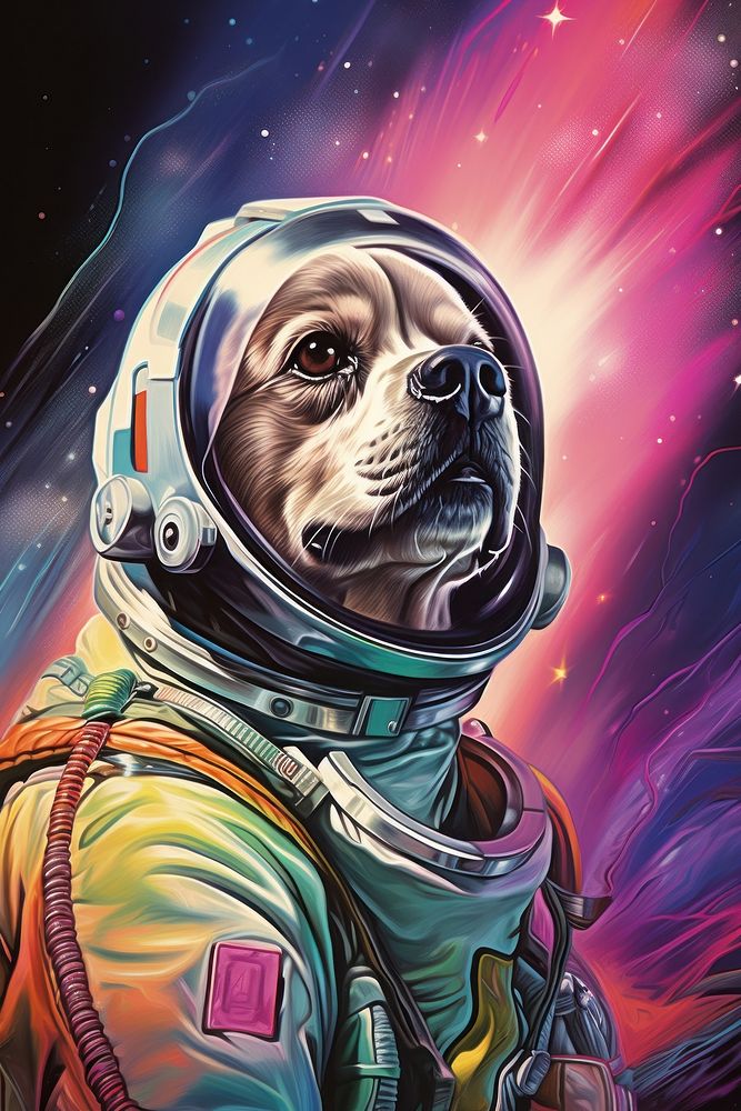 Space dog mammal animal art.