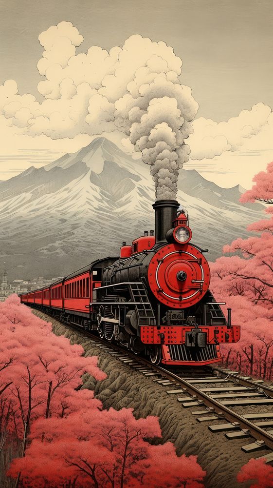 Traditional japanese train locomotive vehicle railway.