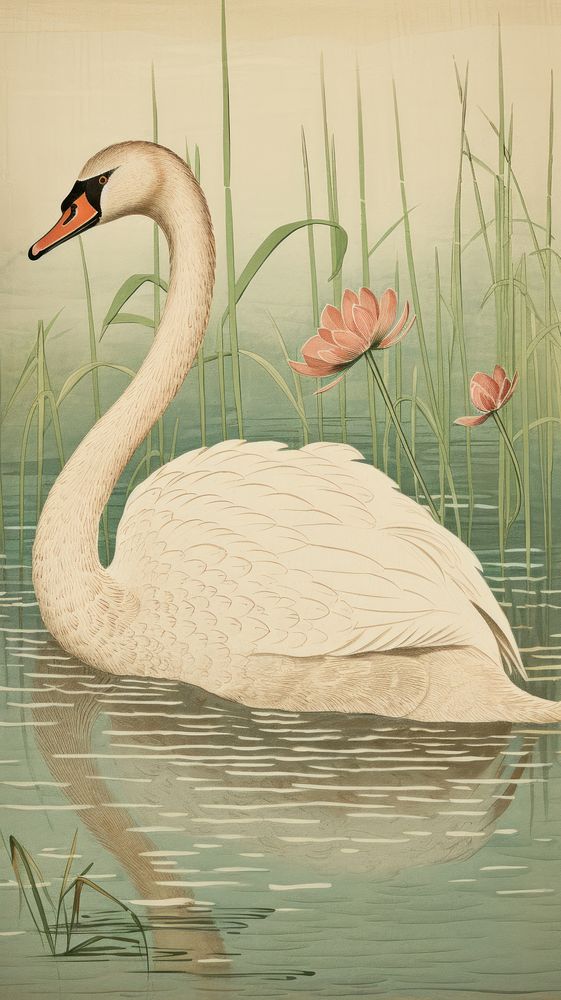 Swan in pond animal bird waterfowl.