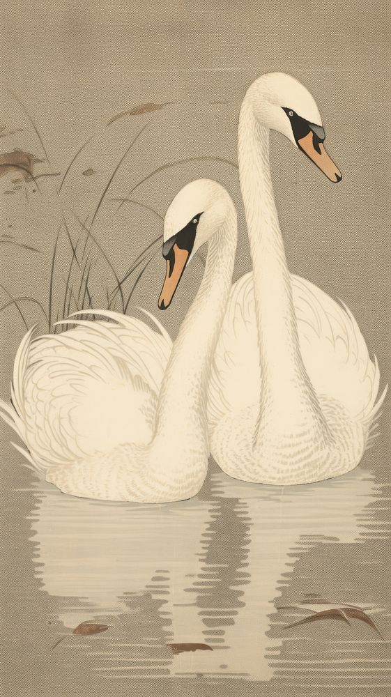 Couple swan animal bird anseriformes.