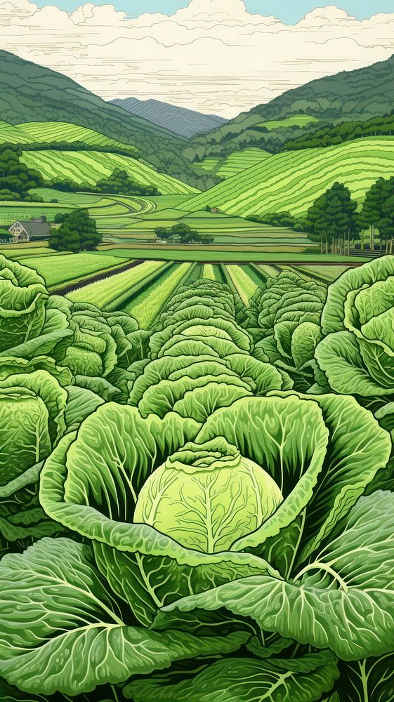Traditional japanese cabbage field agriculture vegetable outdoors.