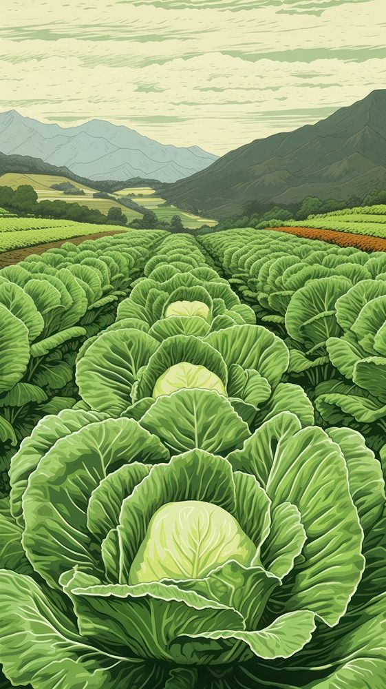 Traditional japanese cabbage field vegetable outdoors plant.