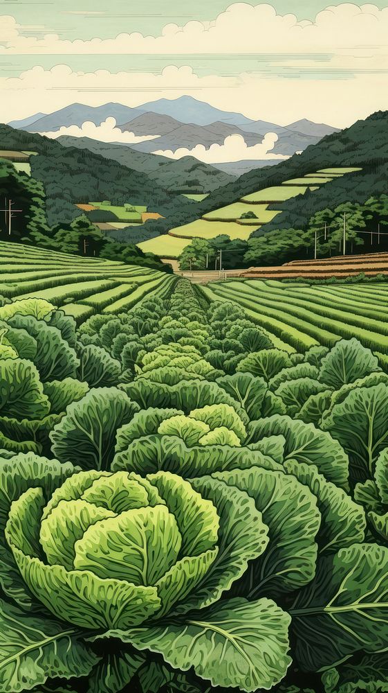 Traditional japanese cabbage field agriculture vegetable outdoors.