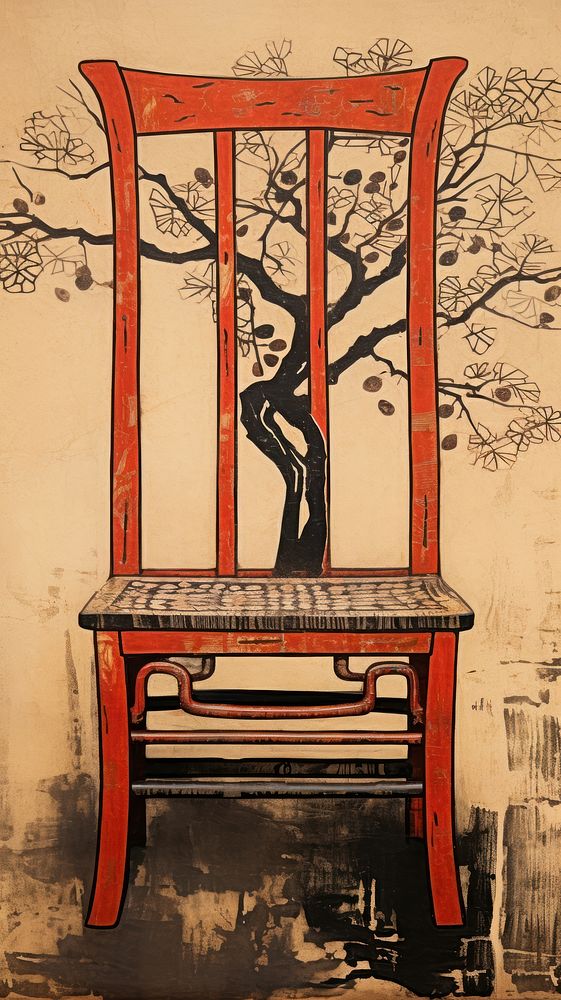 Traditional japanese chair furniture wood art.