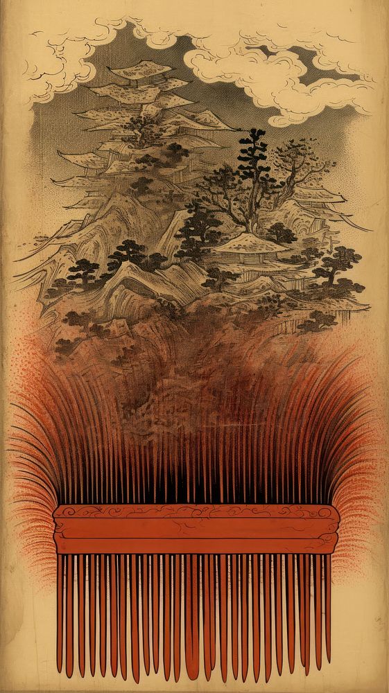 Traditional japanese comb art painting pattern.