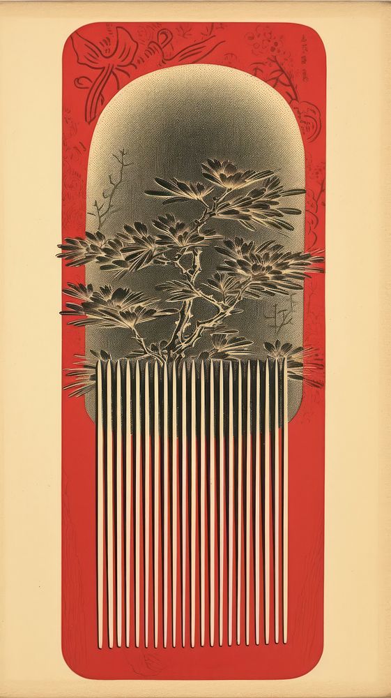 Traditional japanese comb pattern drawing sketch.