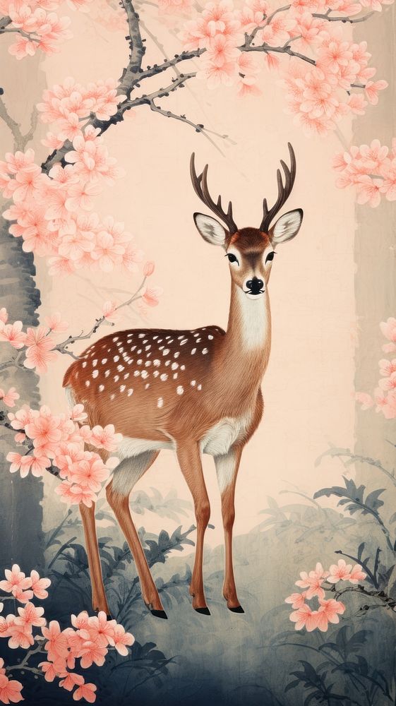 Traditional japanese deer in spring wildlife animal mammal.