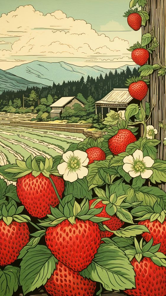 Traditional japanese strawberry farm outdoors nature plant.