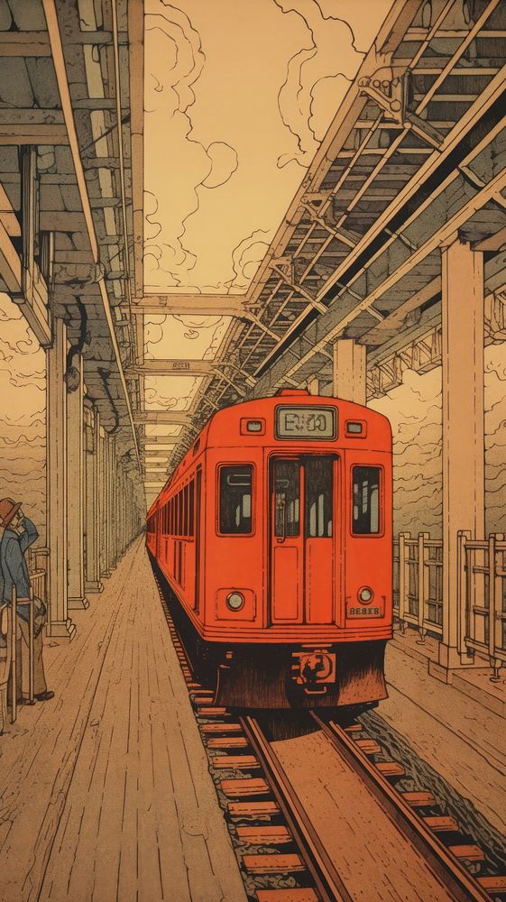 Traditional japanese subway train railway vehicle transportation.
