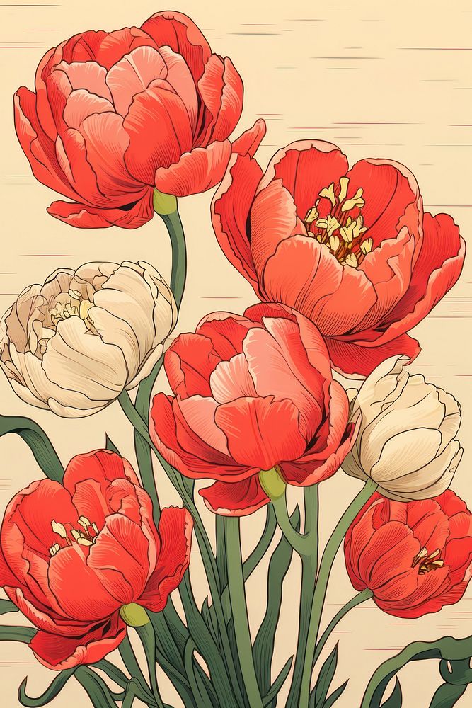 Tulip drawing flower sketch.