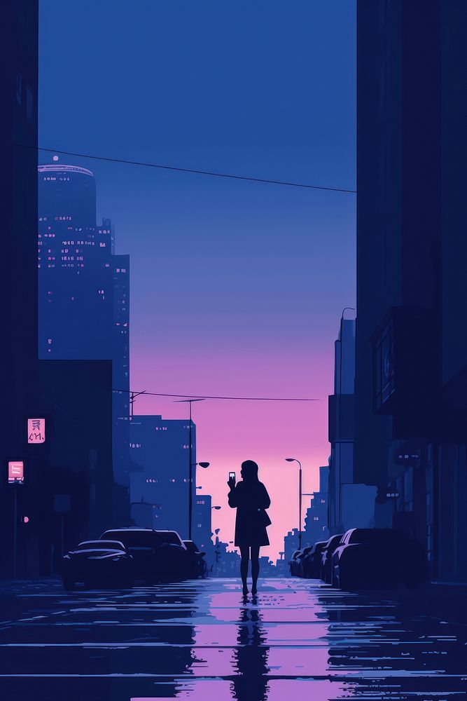 A girl student walking in the street city architecture cityscape.