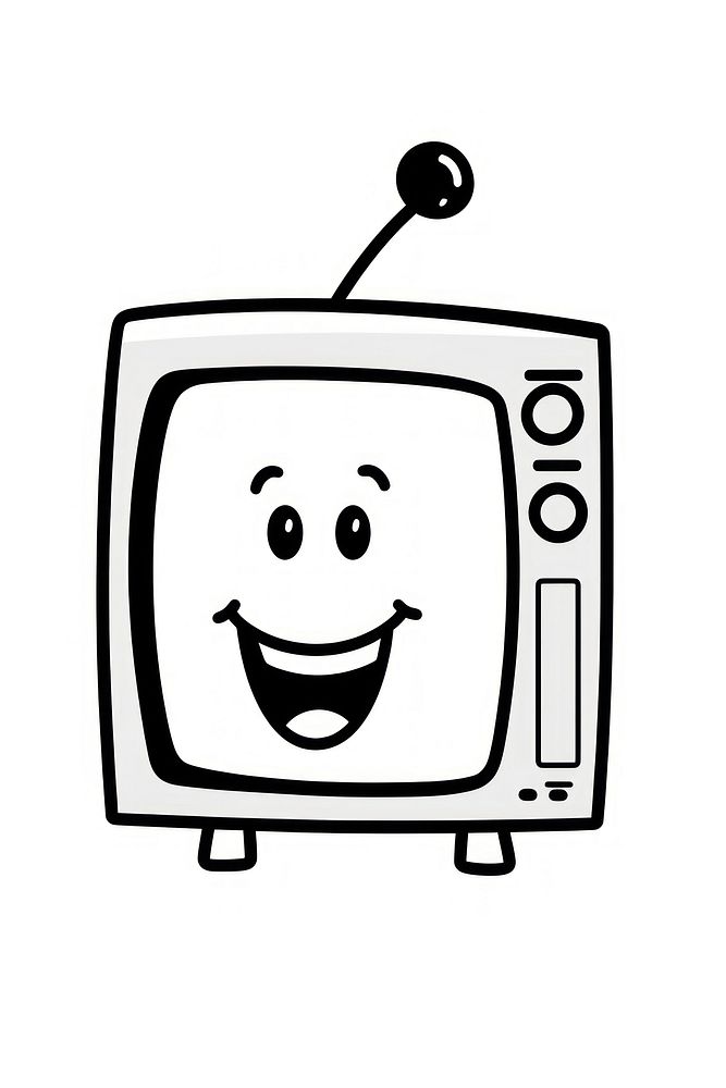 Television cartoon doodle white background.