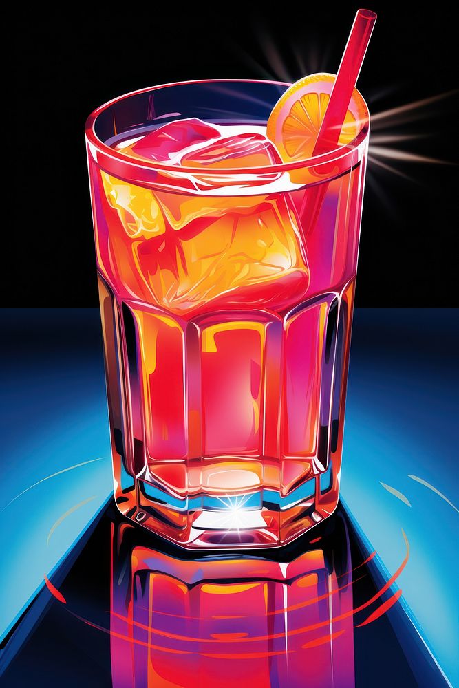 1970s airbrush of a drink cocktail glass refreshment.