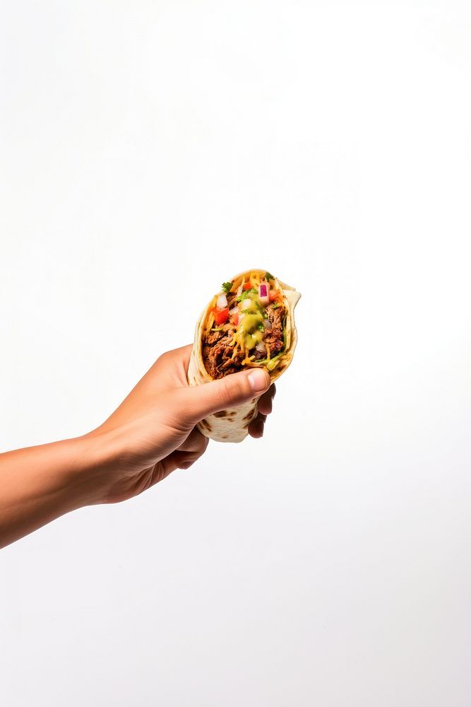 Taco holding food hand.