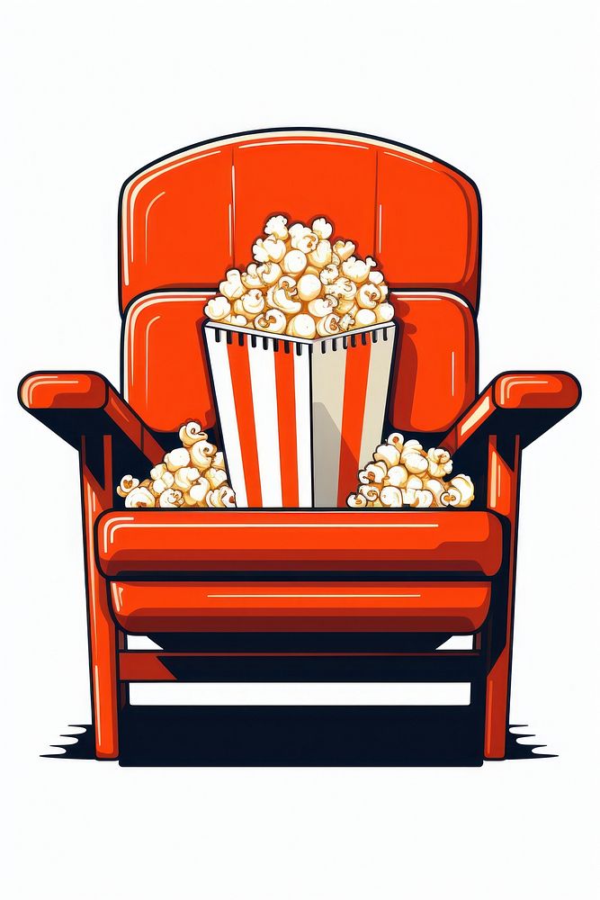 Popcorn chair movie white background.