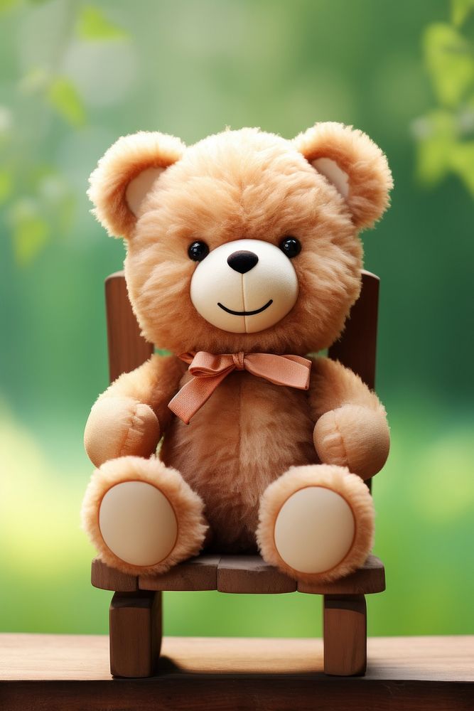 Teddy bear sitting cartoon chair.
