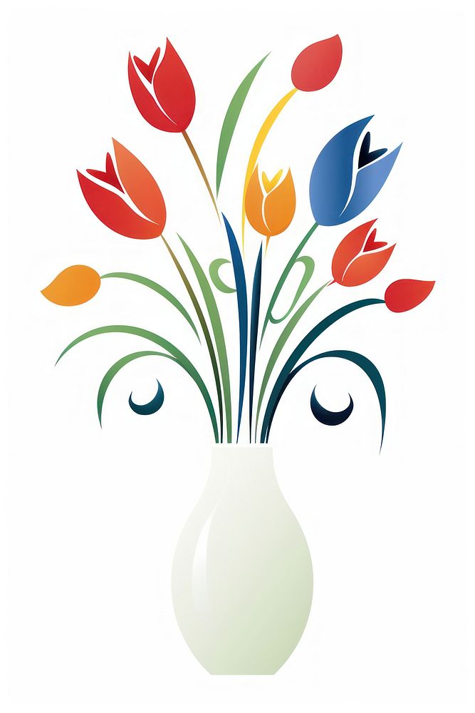 Tulip vase flower white plant.