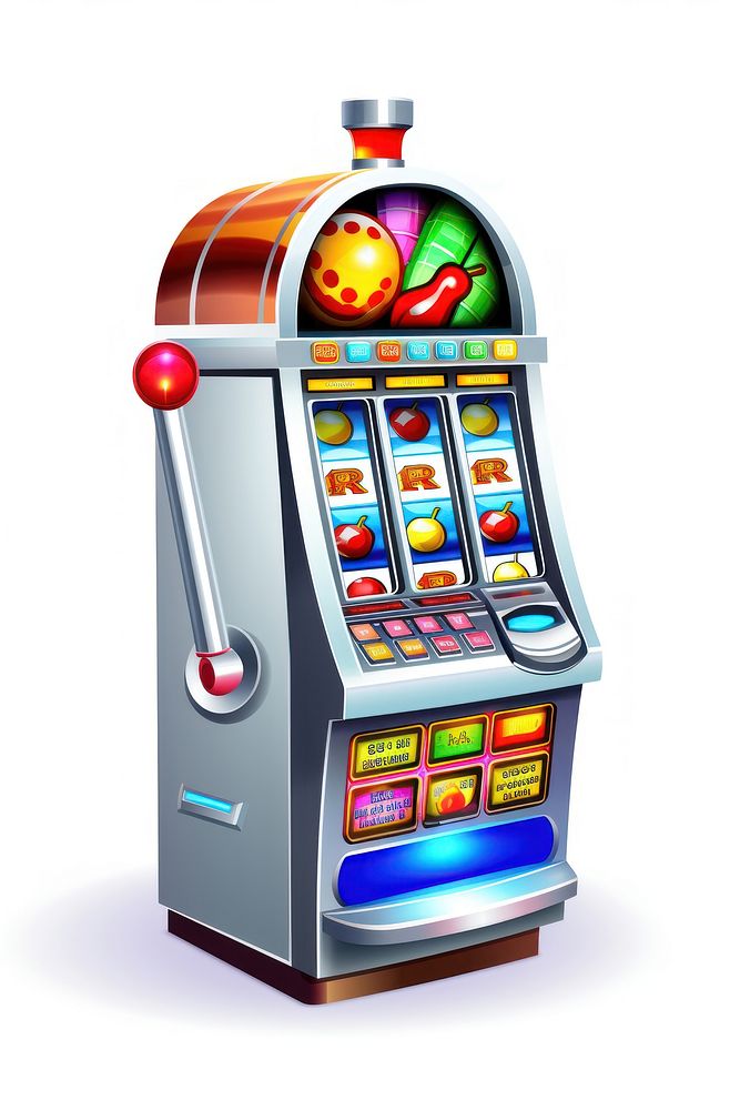 Slot machine gambling game white background.