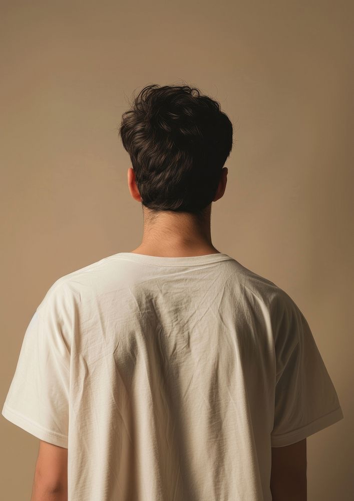 A man wear cream oversize t shirt t-shirt fashion sleeve.