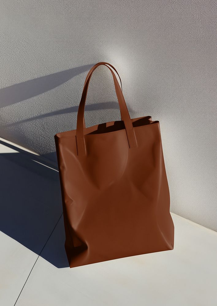 Brown faux leather tote bag