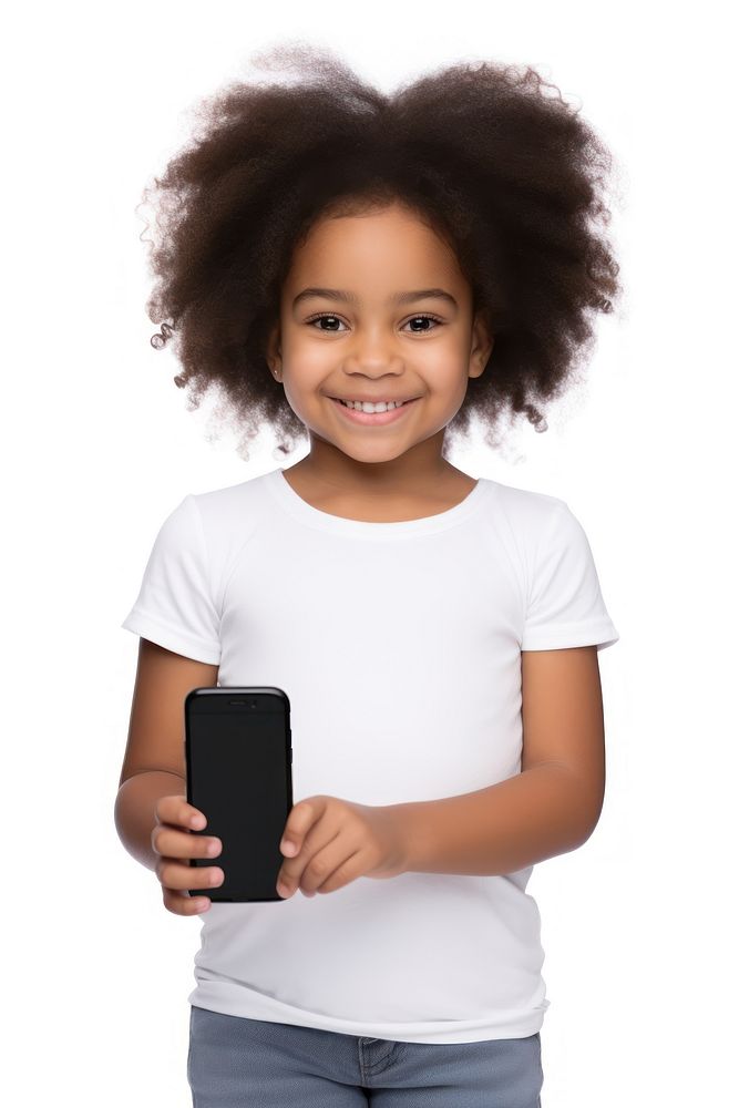 Kid hand holding blank phone portrait sleeve adult.