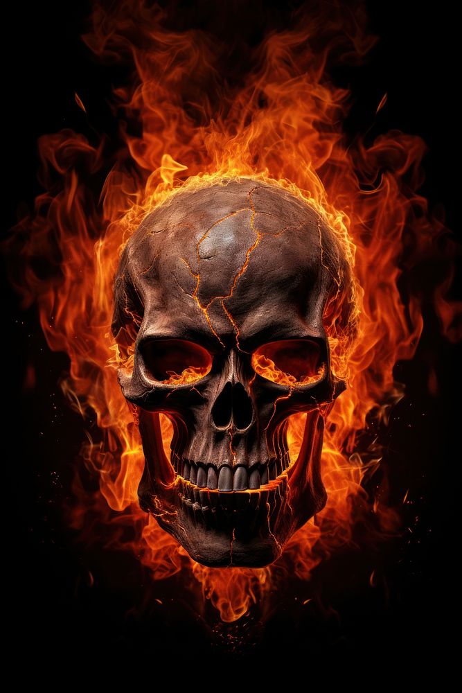 Skull fire bonfire flame.
