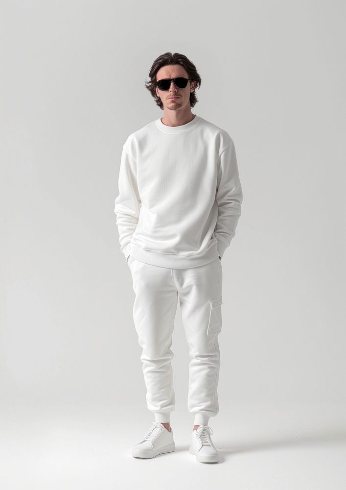 Men long sleeve high fashion streetwear sweatshirt adult sunglasses.